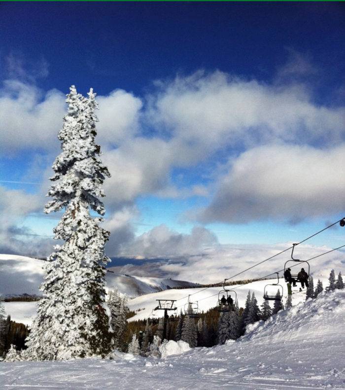 Taking a breather and admiring the beauty at Pomerelle Mountain Resort.