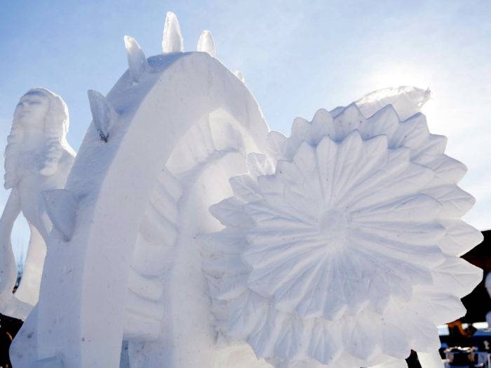 Enjoy snow sculptures at The Great Snow Fest.