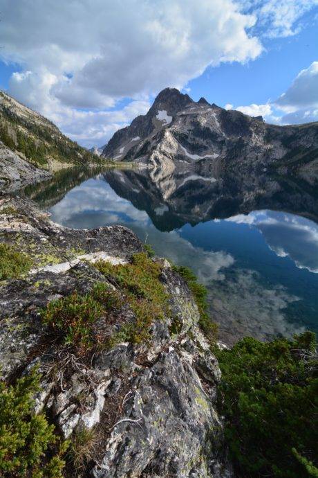 Reflection of mountains in Sawtooth lake
