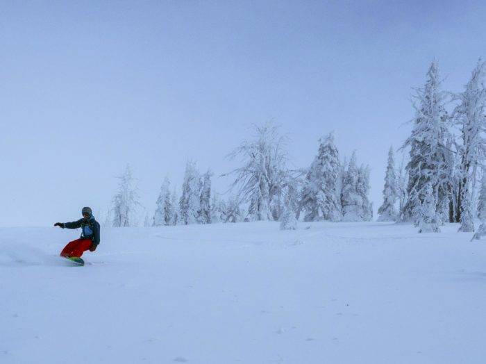 Blue skies and amazing powder can be found at Brundage Mountain Resort.
