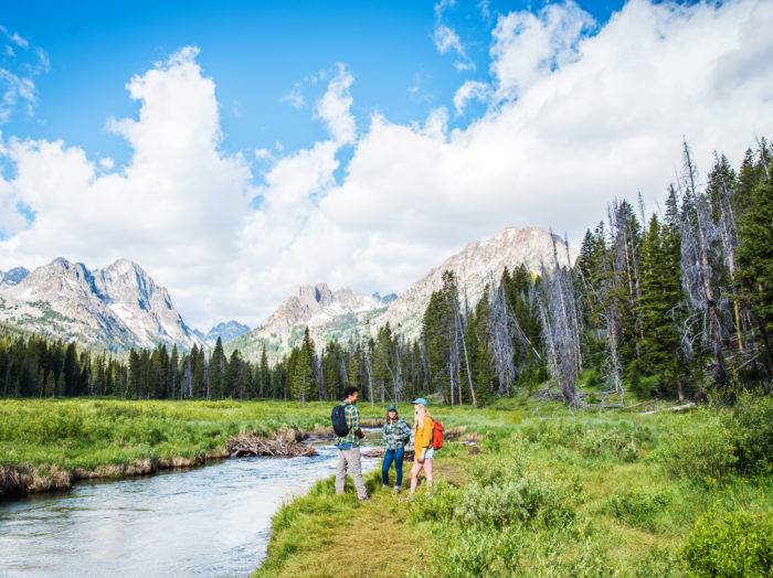 Hiking, Fishhook Creek Trail, Near Redfish Lake, Stanley. Photo Credit: Idaho Tourism.