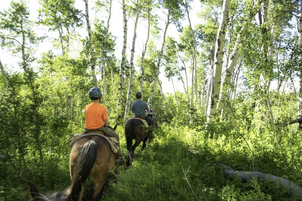 family horseback riding