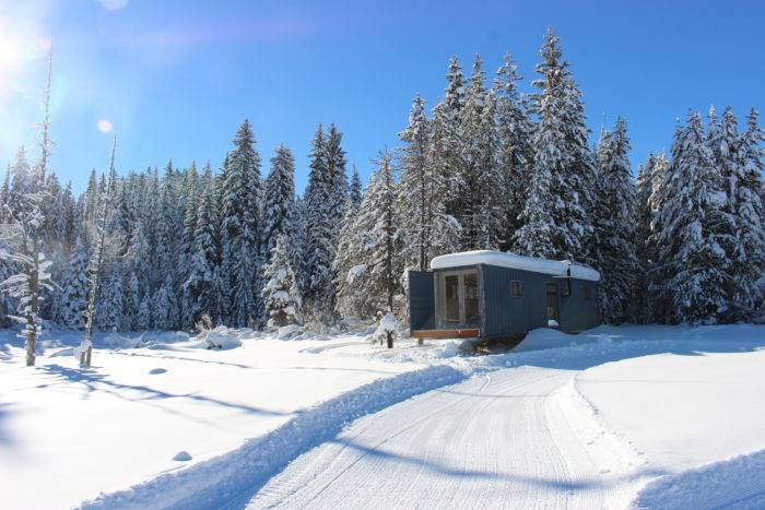 shipping container omgezet in een hut