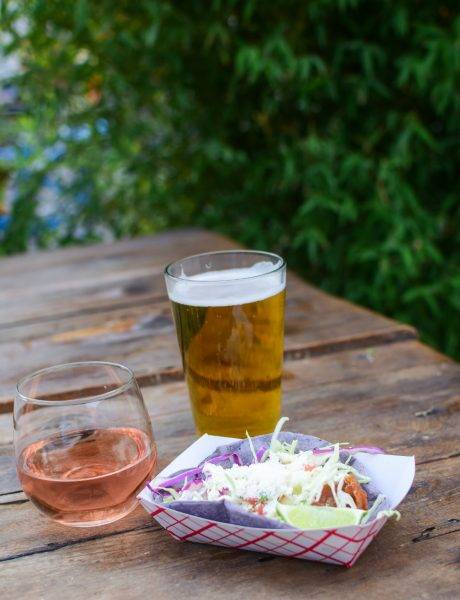 BEER AND WINE NEXT TO A TACO