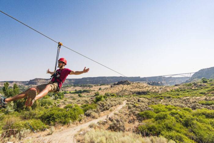 man on zip line