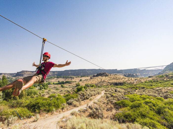 Zip line tour, Twin Falls. Photo Credit: Idaho Tourism.