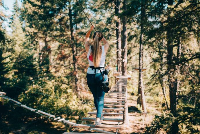 woman on ropes course