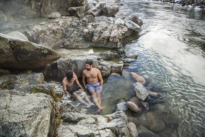 father and son at hot springs