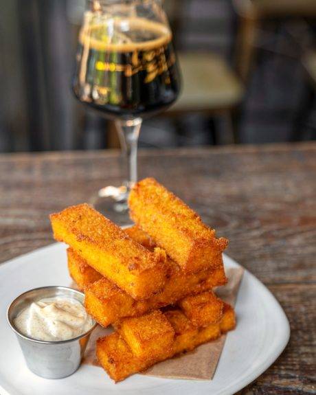 polenta fries with a beer