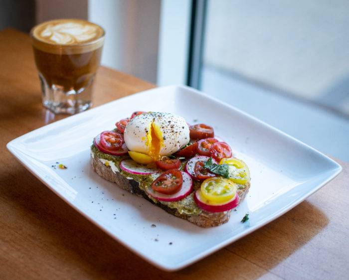 breakfast toast with small coffee