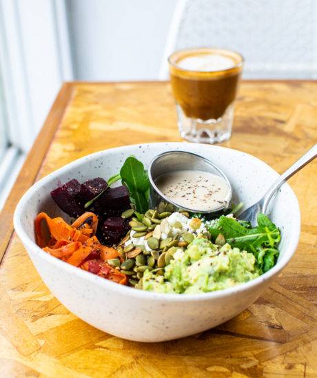 lunch bowl and espresso
