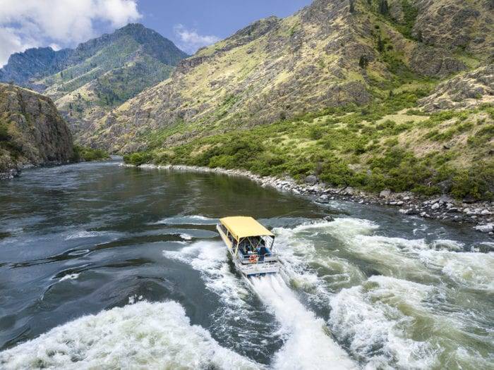 jet boat in deep river gorge