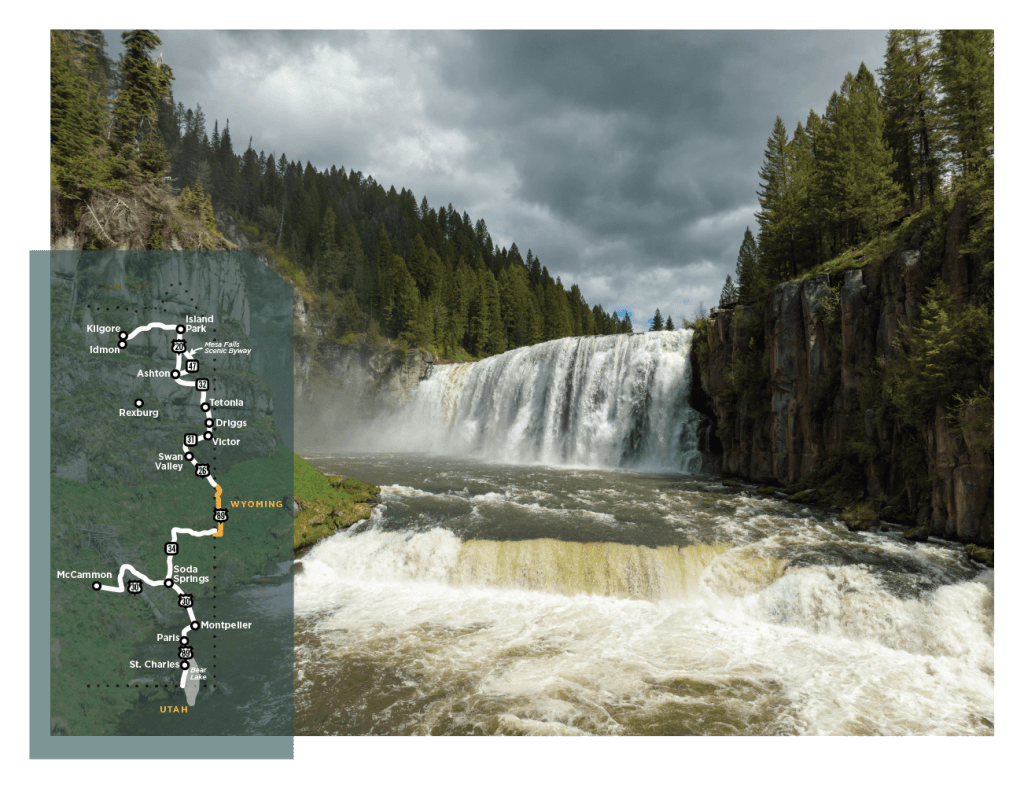 Looking up at Upper Mesa Falls from down river.