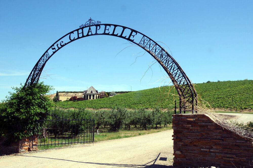 Entrance gate to Ste. Chapelle Winery.