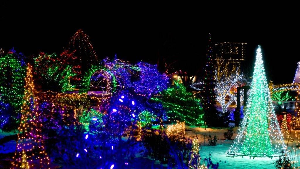 Several holiday light displays at the Winter Garden Aglow event at the Idaho Botanical Garden.