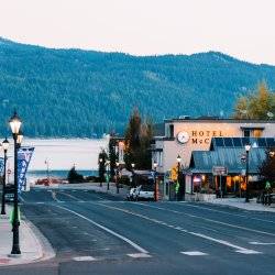 A view of downtown McCall as the sun sets.