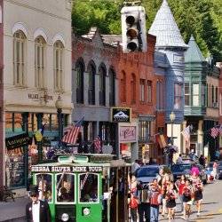 Historic Bank Street in Wallace, Idaho.