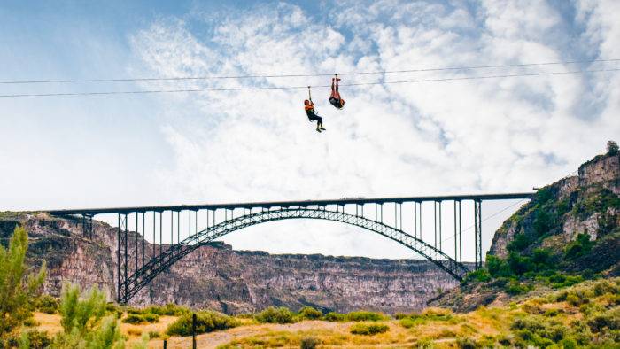 ziplining over the Snake River in Twin Falls