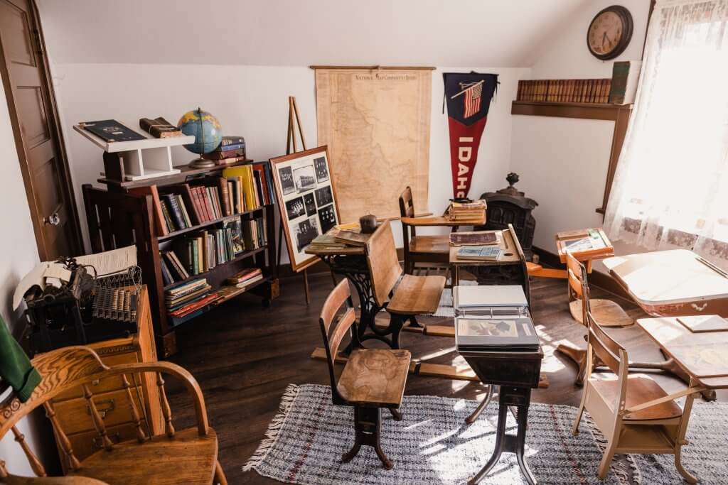 A room filled with historical artifacts at the Hughes House Museum.