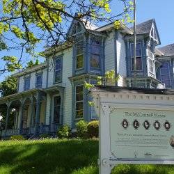 Blue historic home houses a small museum.