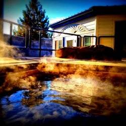 Steaming water at Roystone Hot Springs.