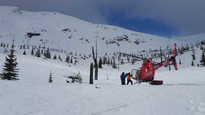 helicopter on snowy mountain