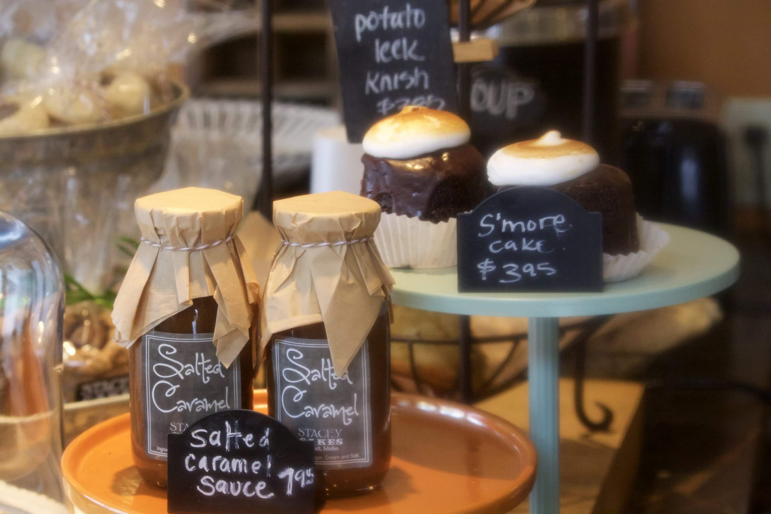 Bakery treats on display.