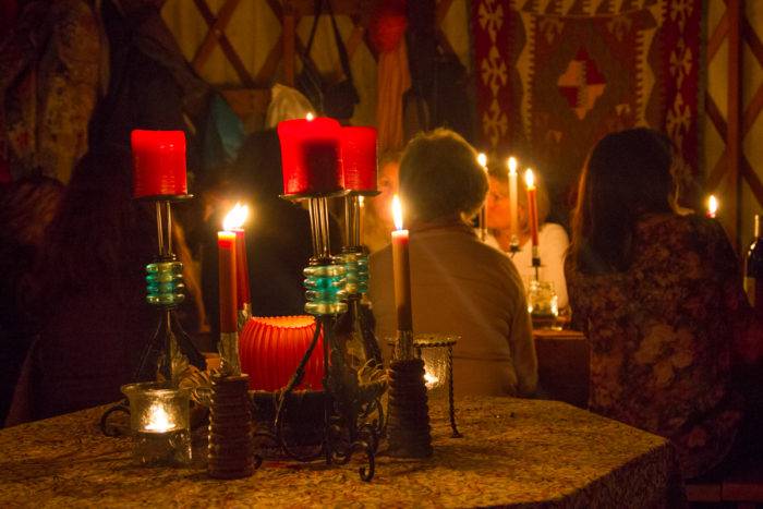 collage: decorations inside the yurt.