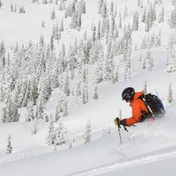 Skier on backcountry mountain.