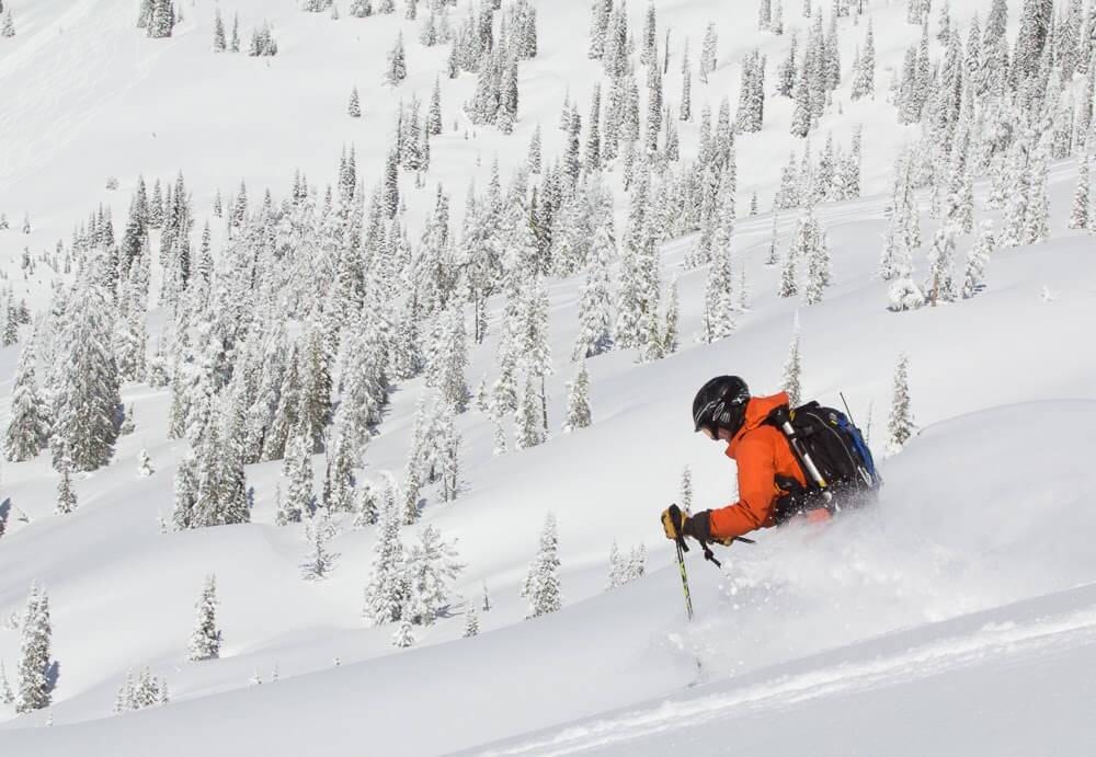 Skier on backcountry mountain.