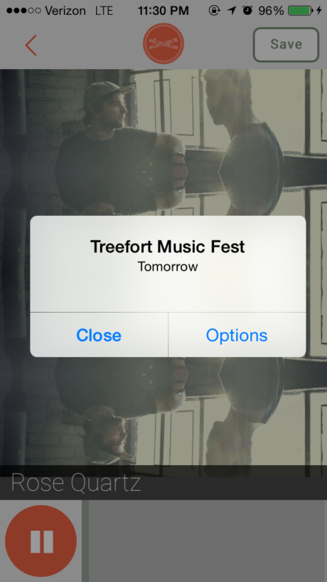 A cellphone notification reminding me of Treefort 2015