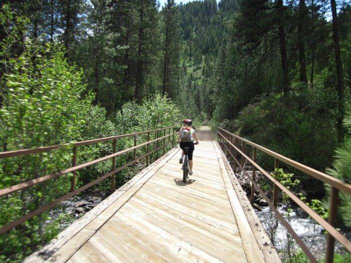 Cyclist on trestle 