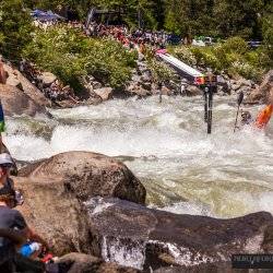 Kayaker in whitewater on North Fork of the Payette.