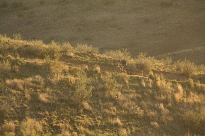 Mountain biker in Boise foothills.