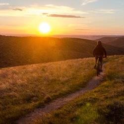 Mountain biker at sunset in Boise Foothills