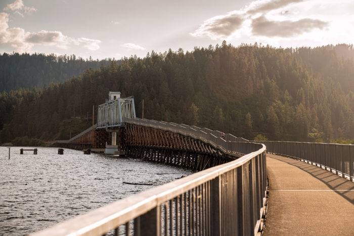 bridge at sunset.