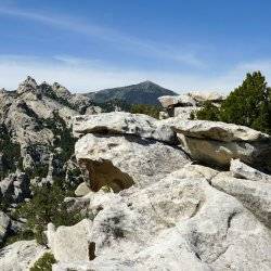 Scenic shot of rocks against a blue sky