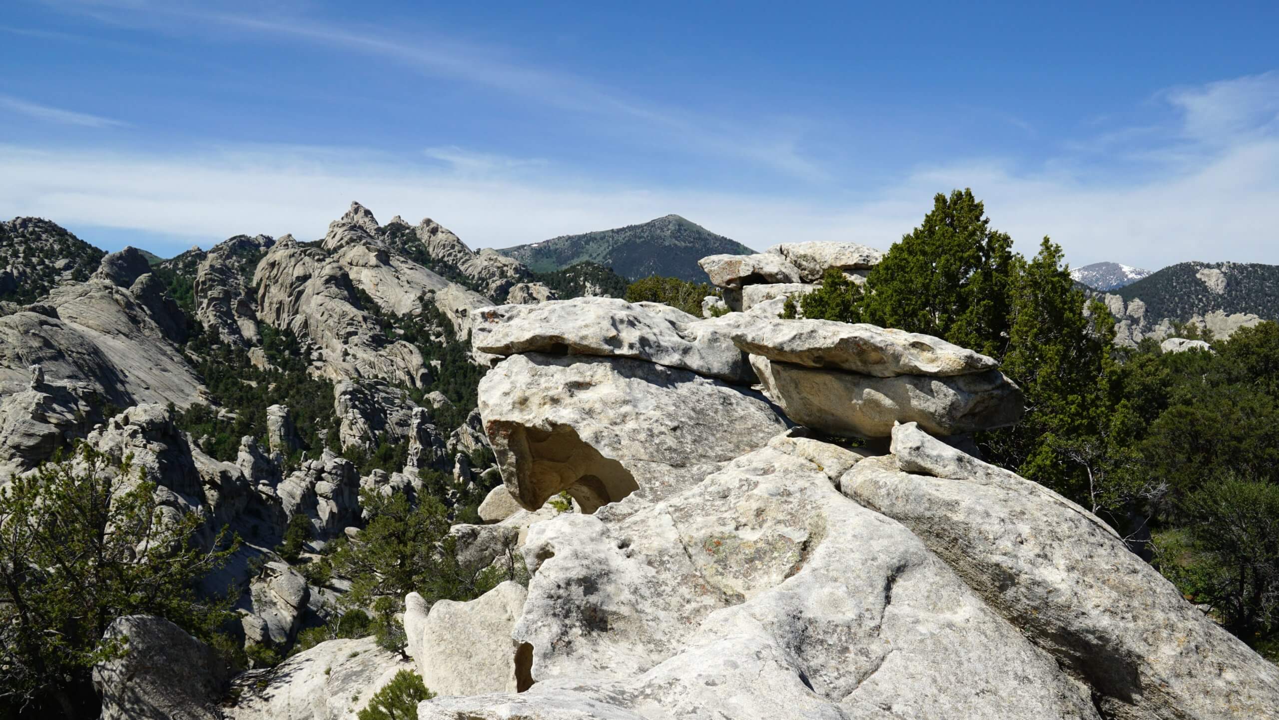 Scenic shot of rocks against a blue sky