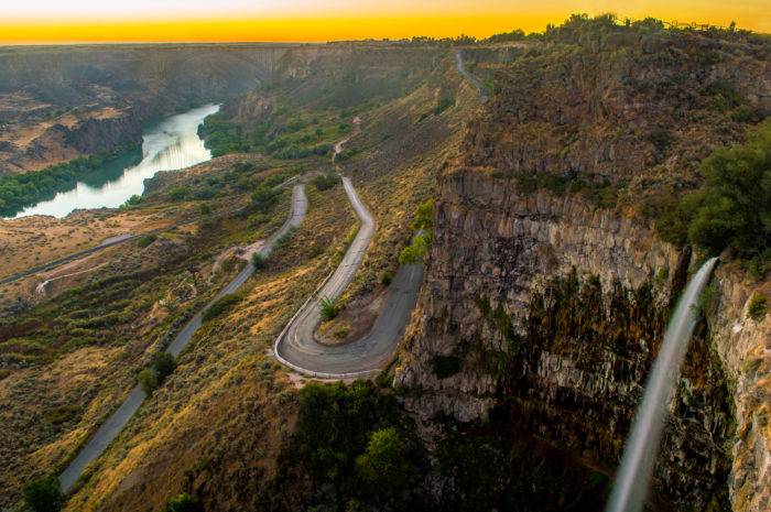 sunrise over the Perrine Bridge.