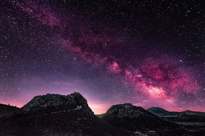 starry sky behind spatter cones