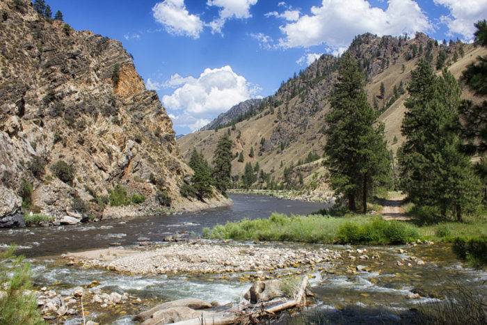 rugged mountains with river in the valley