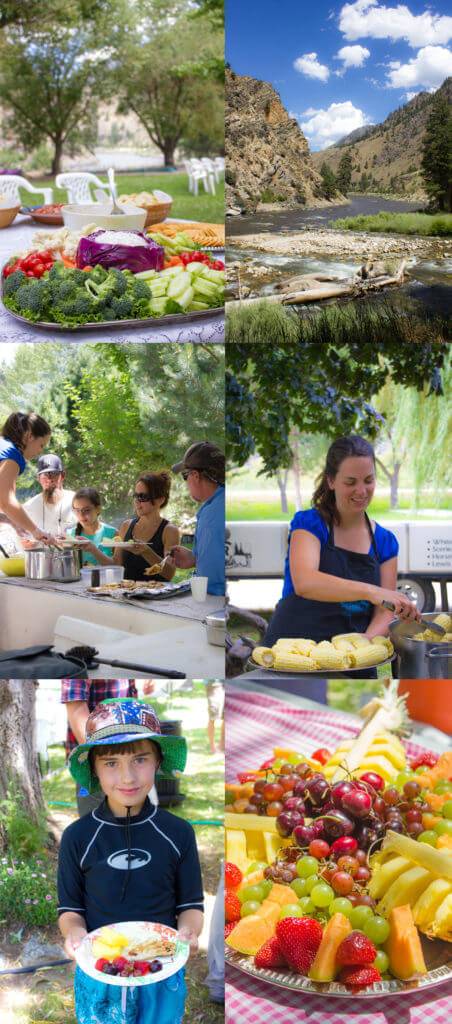 lunch fixings during a stop on a rafting trip