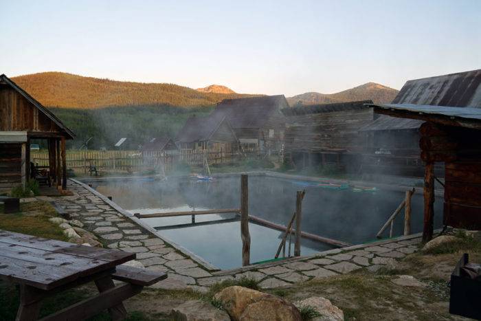 Steam rising off hot pools