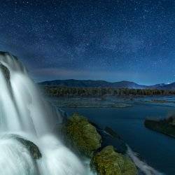 waterfall at night