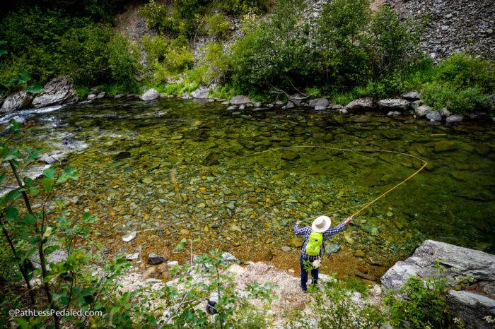 man fishing on the north fork of the st. joe river