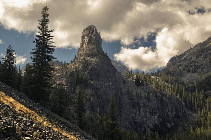 dramatic shot of mountain peak