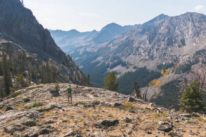 hiker on high mountain outlook