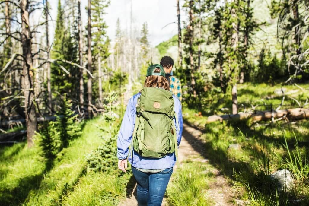 Hiking Fishhook Creek Trail near Redfish Lake.