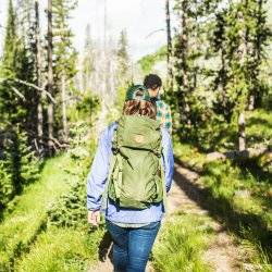 Hiking Fishhook Creek Trail near Redfish Lake.