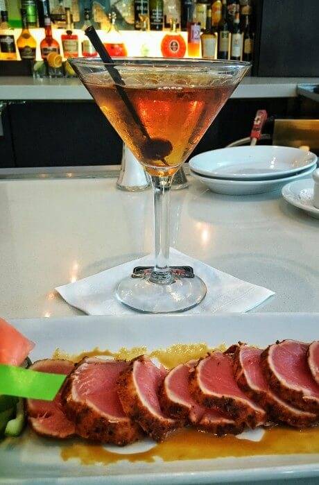 ahi tuna and a martini